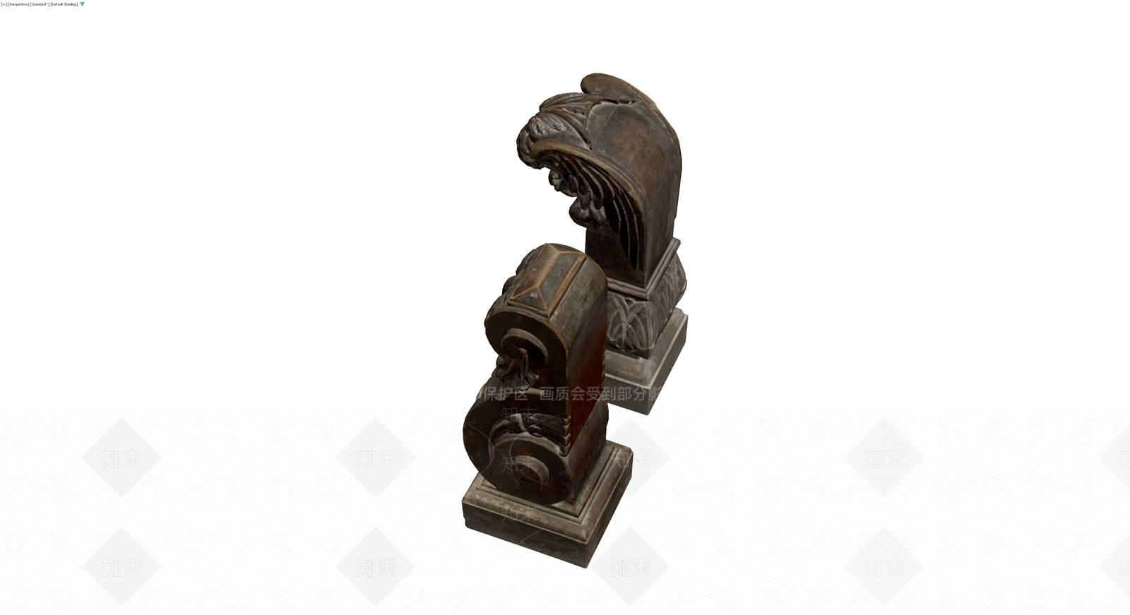 中式石狮子雕塑3D模型下载【ID:1230393491】