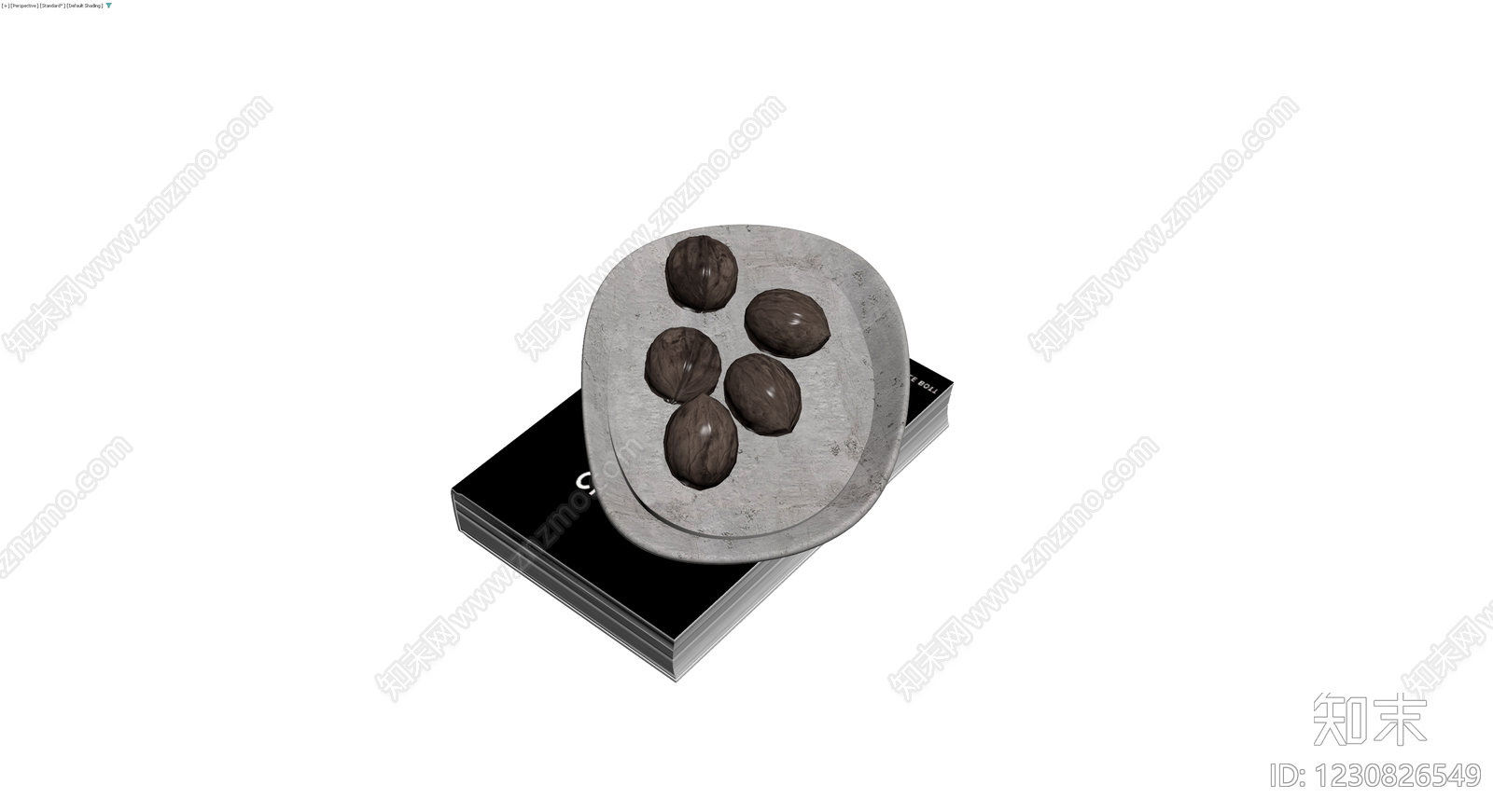 书籍与石碗核桃组合3D模型下载【ID:1230826549】