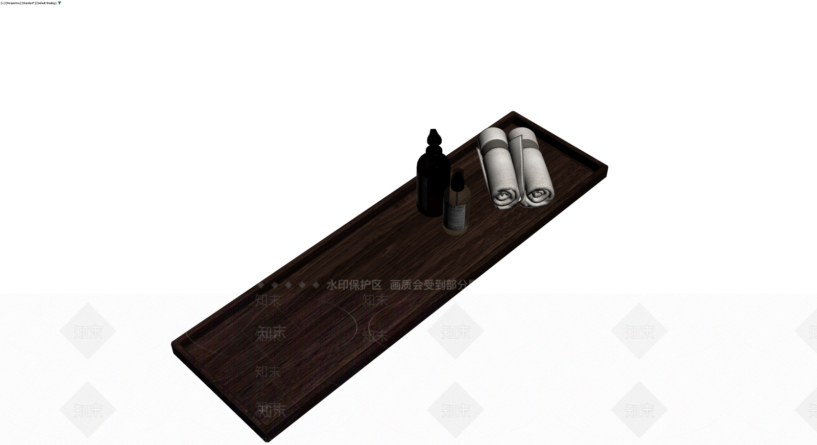 深色木托盘洗漱用品组合3D模型下载【ID:1229945700】