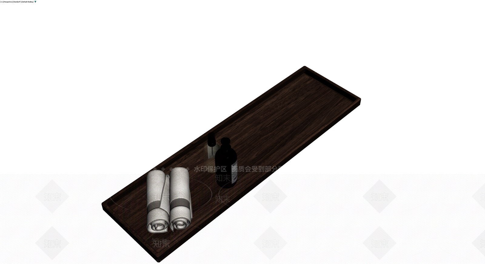 深色木托盘洗漱用品组合3D模型下载【ID:1229945700】