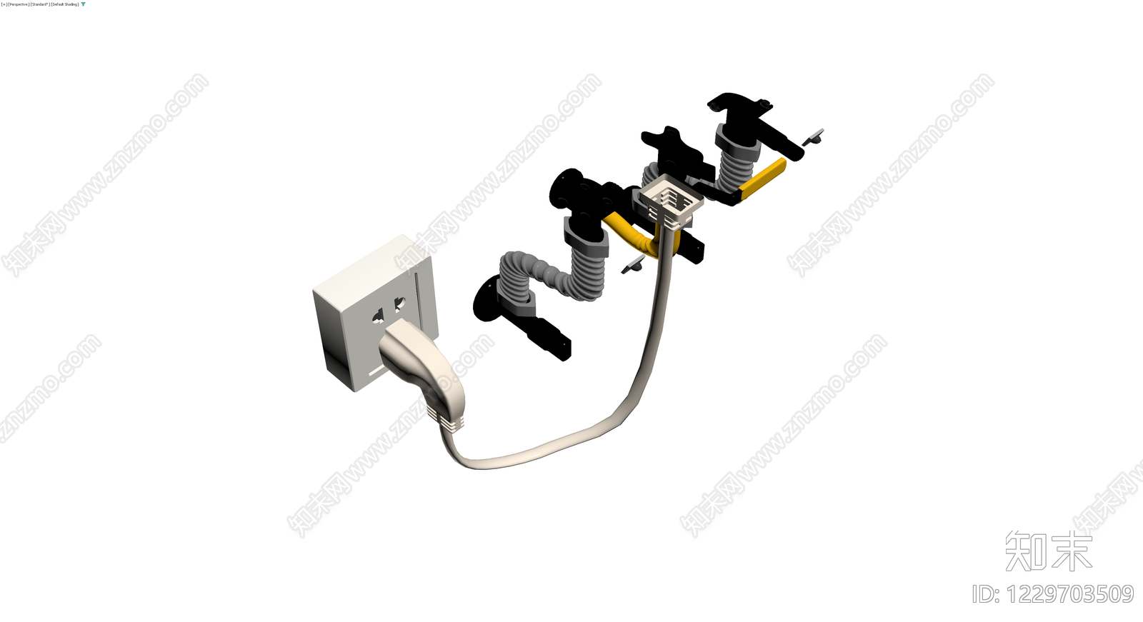 插座与线缆装置模型3D模型下载【ID:1229703509】