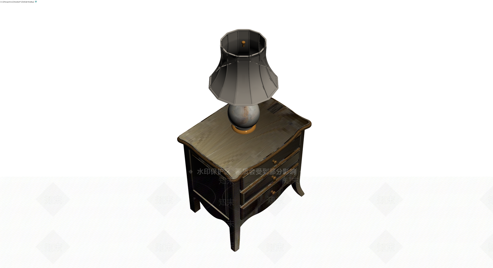 深色床头柜配台灯3D模型下载【ID:1230143067】