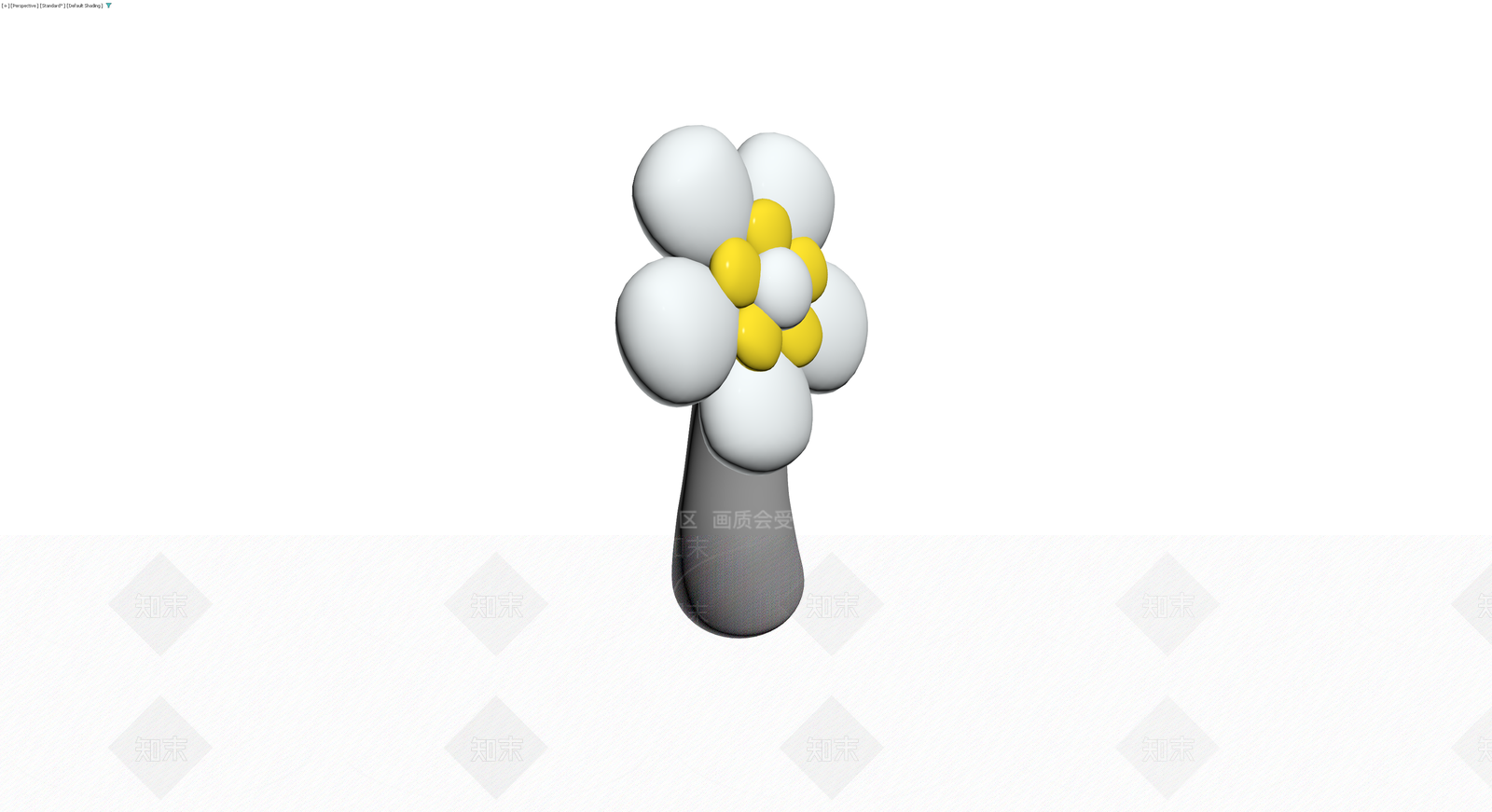 白黄配色花朵雕塑3D模型下载【ID:1229927749】