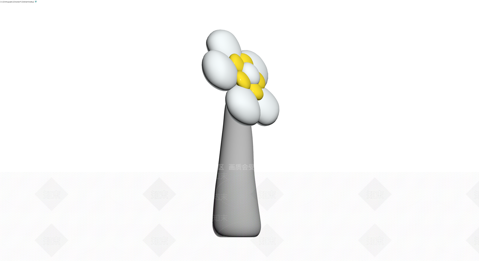 白黄配色花朵雕塑3D模型下载【ID:1229927749】