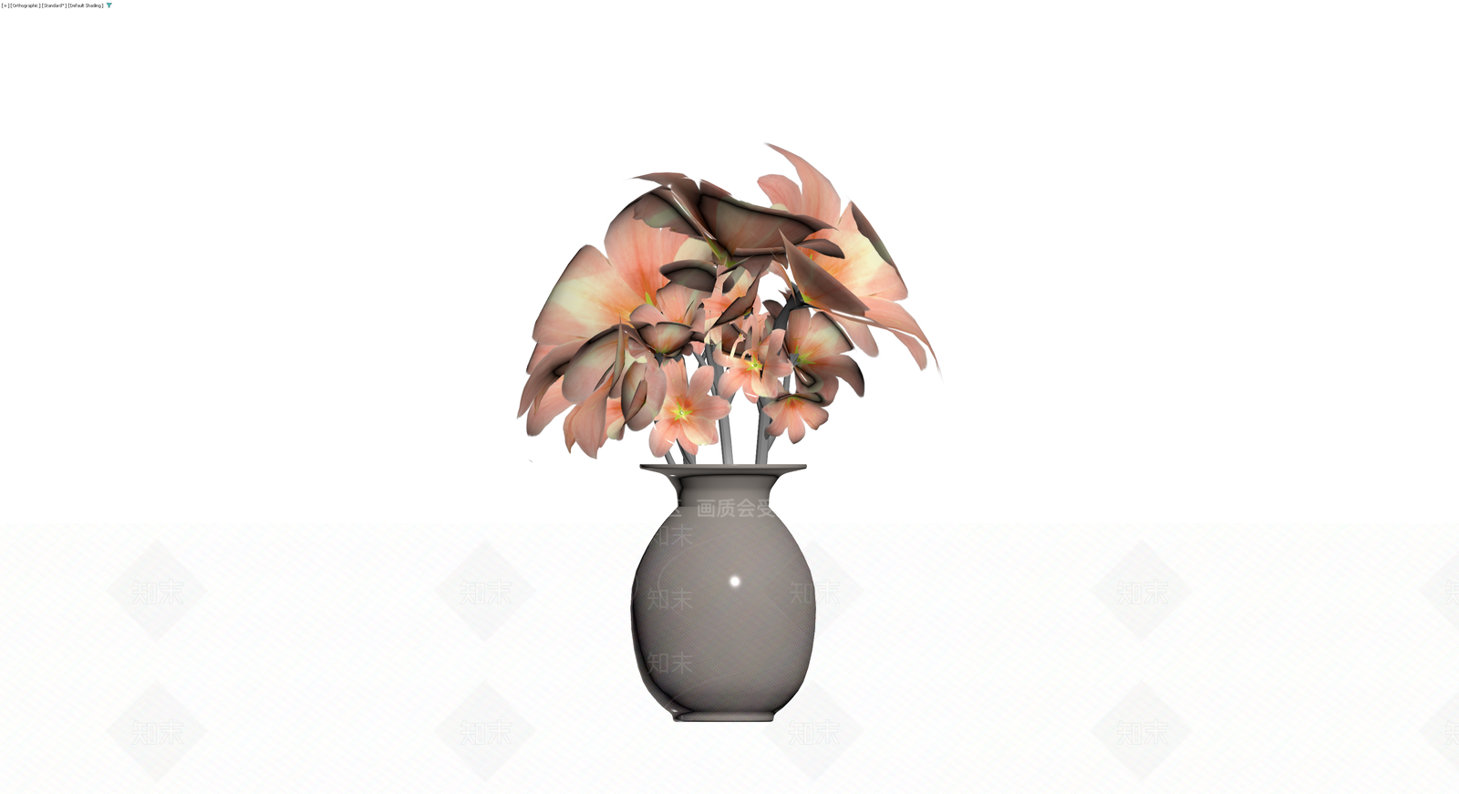 灰色花瓶配花卉盆栽3D模型下载【ID:1230162751】