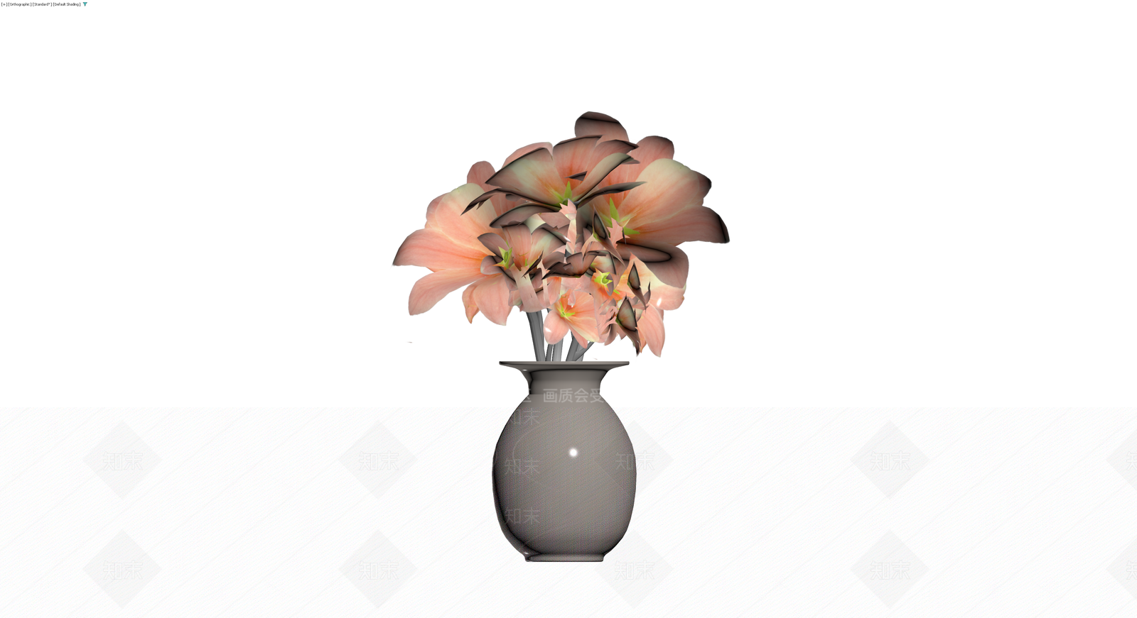 灰色花瓶配花卉盆栽3D模型下载【ID:1230162751】