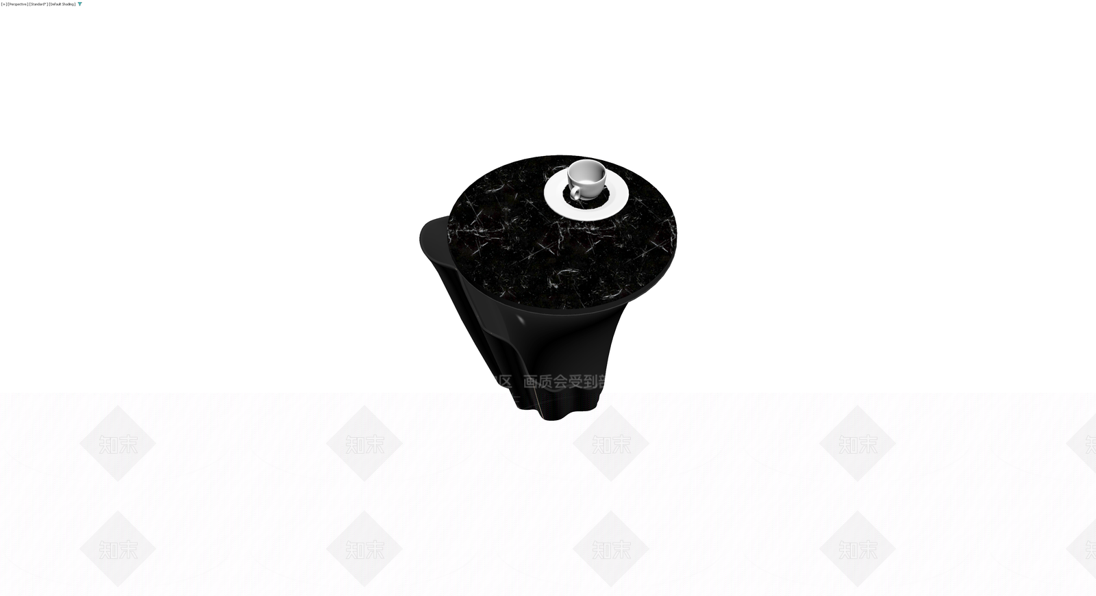 黑色大理石边几配咖啡杯3D模型下载【ID:1230403479】