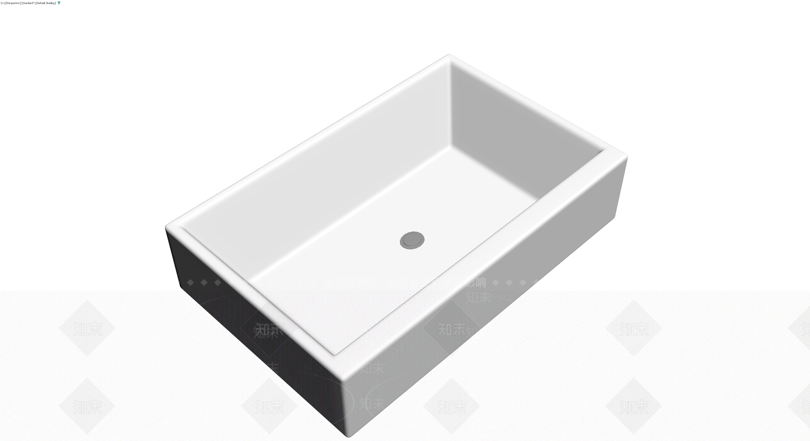 白色矩形洗手盆3D模型下载【ID:1230369611】