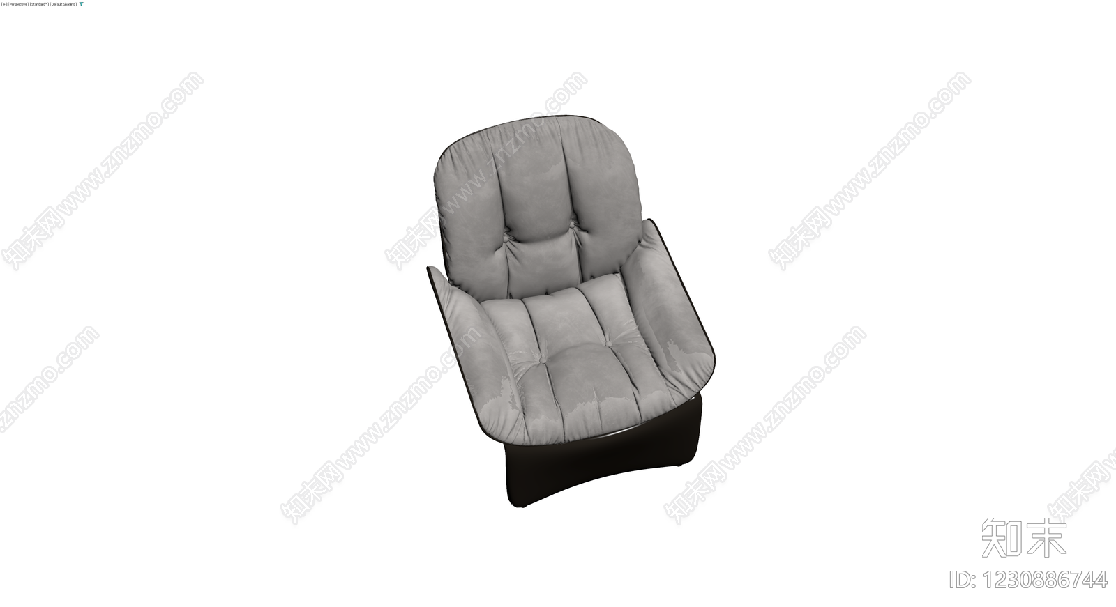 灰模单人休闲沙发3D模型下载【ID:1230886744】