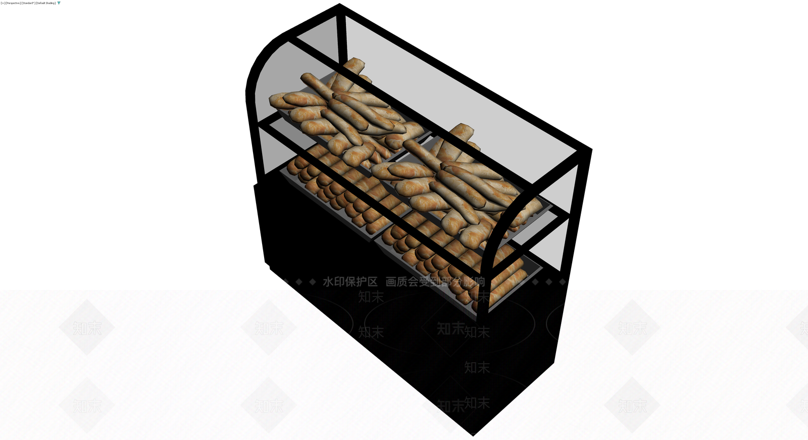陈列柜及面包组合3D模型下载【ID:1230756622】