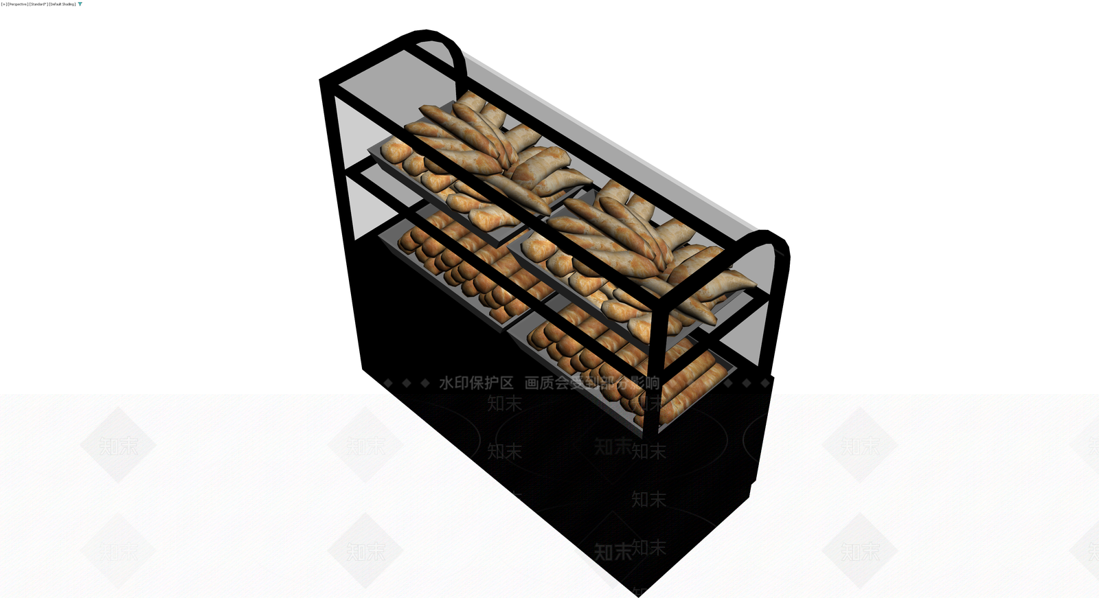 陈列柜及面包组合3D模型下载【ID:1230756622】