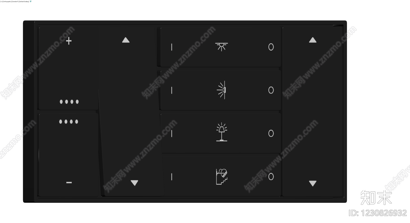 黑色智能触摸开关面板3D模型下载【ID:1230826932】