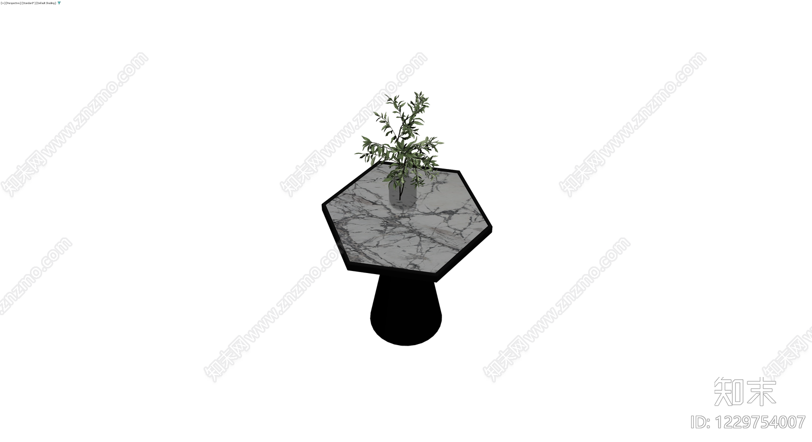 大理石六边形边几配植物3D模型下载【ID:1229754007】