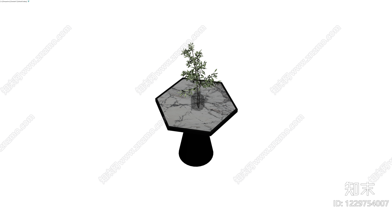大理石六边形边几配植物3D模型下载【ID:1229754007】