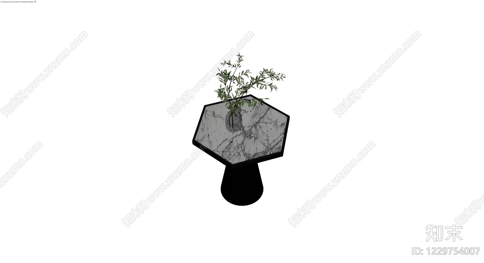 大理石六边形边几配植物3D模型下载【ID:1229754007】