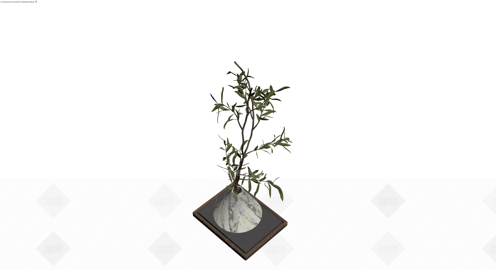 大理石花瓶配绿植盆栽3D模型下载【ID:1230709238】
