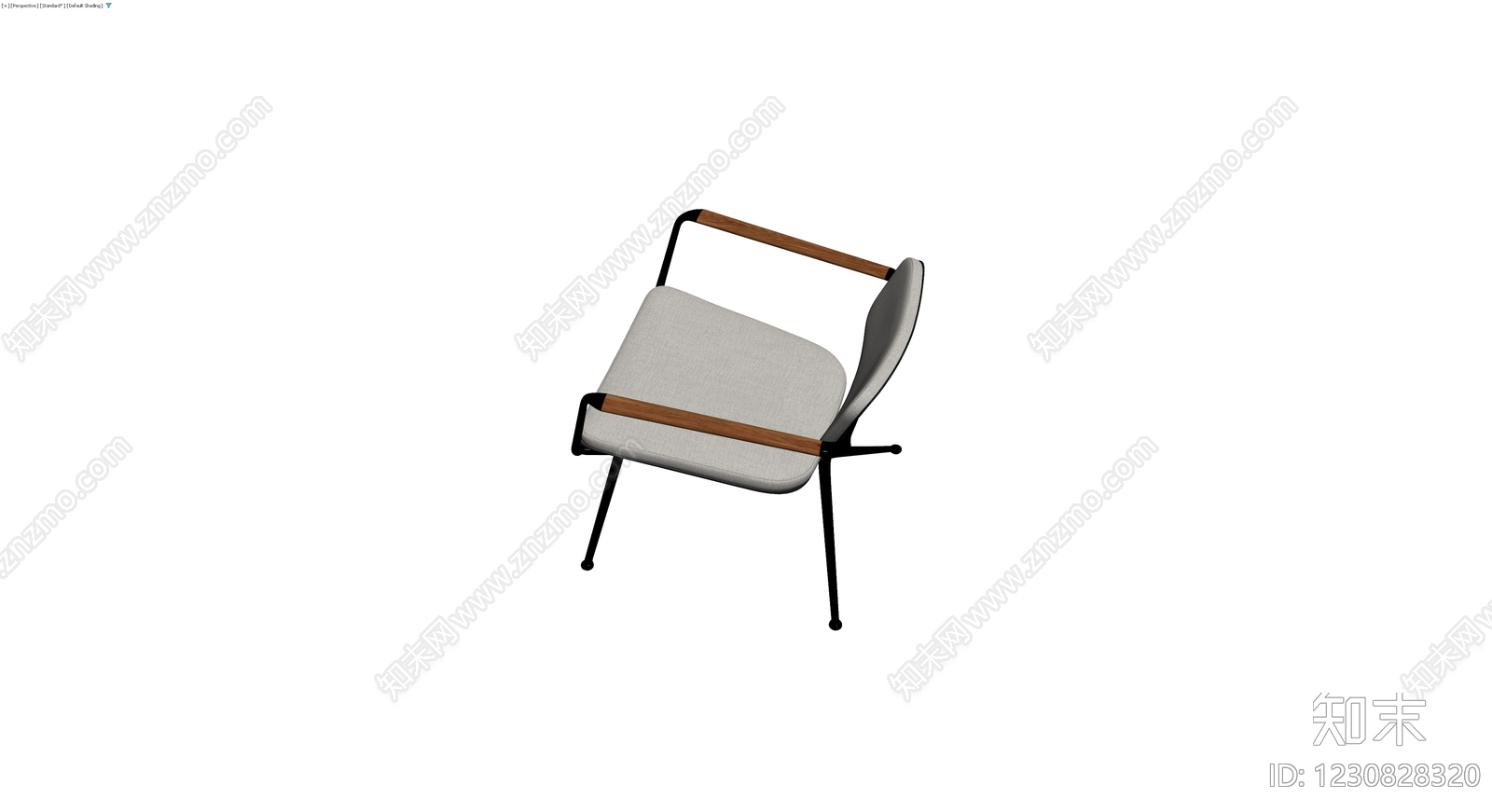 现代风格金属木扶手椅3D模型下载【ID:1230828320】