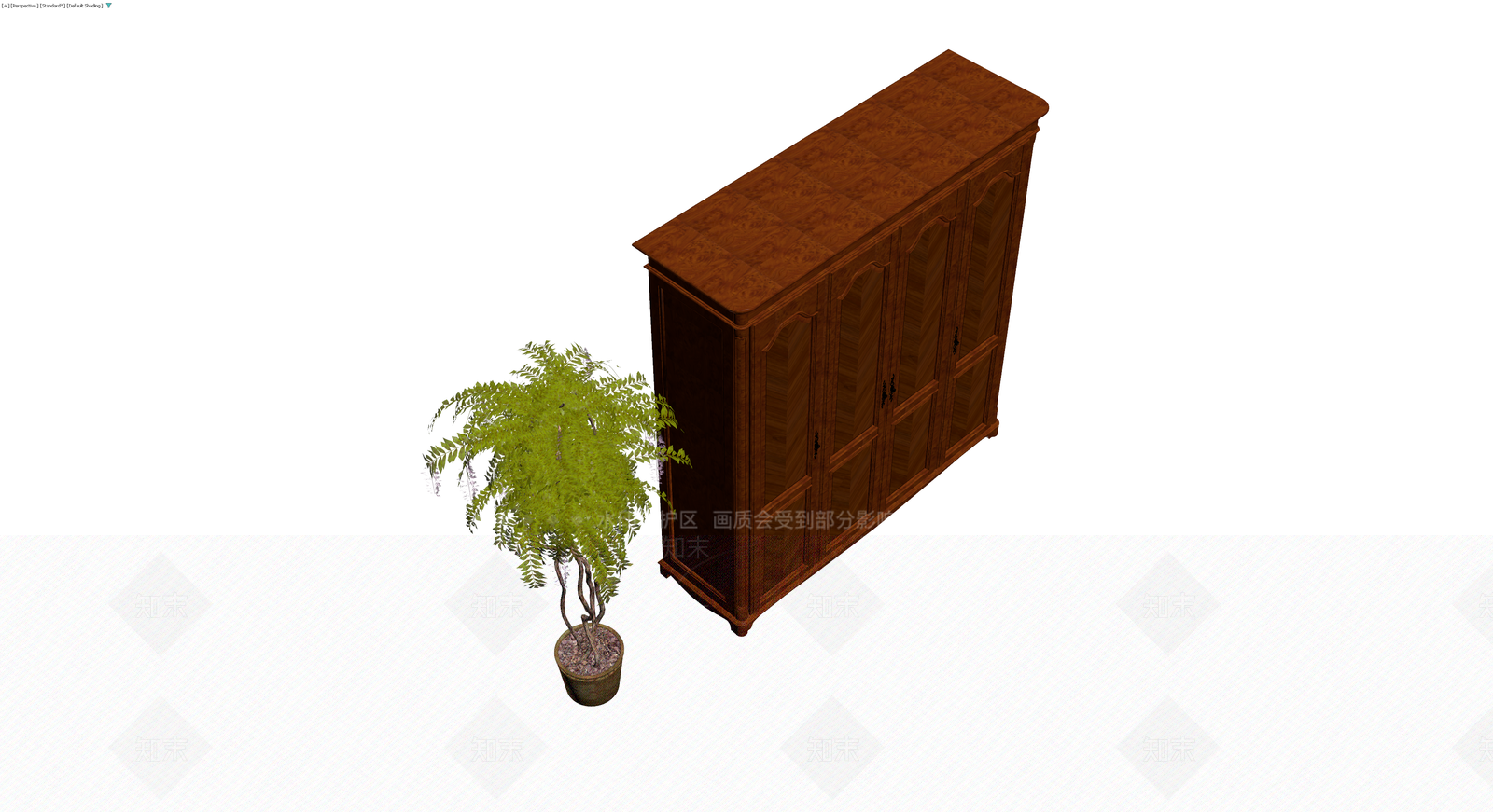 四门木质储物柜3D模型下载【ID:1230390017】