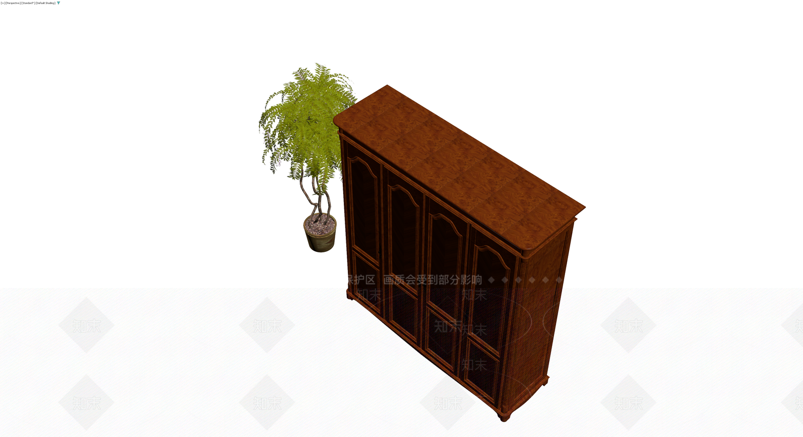 四门木质储物柜3D模型下载【ID:1230390017】