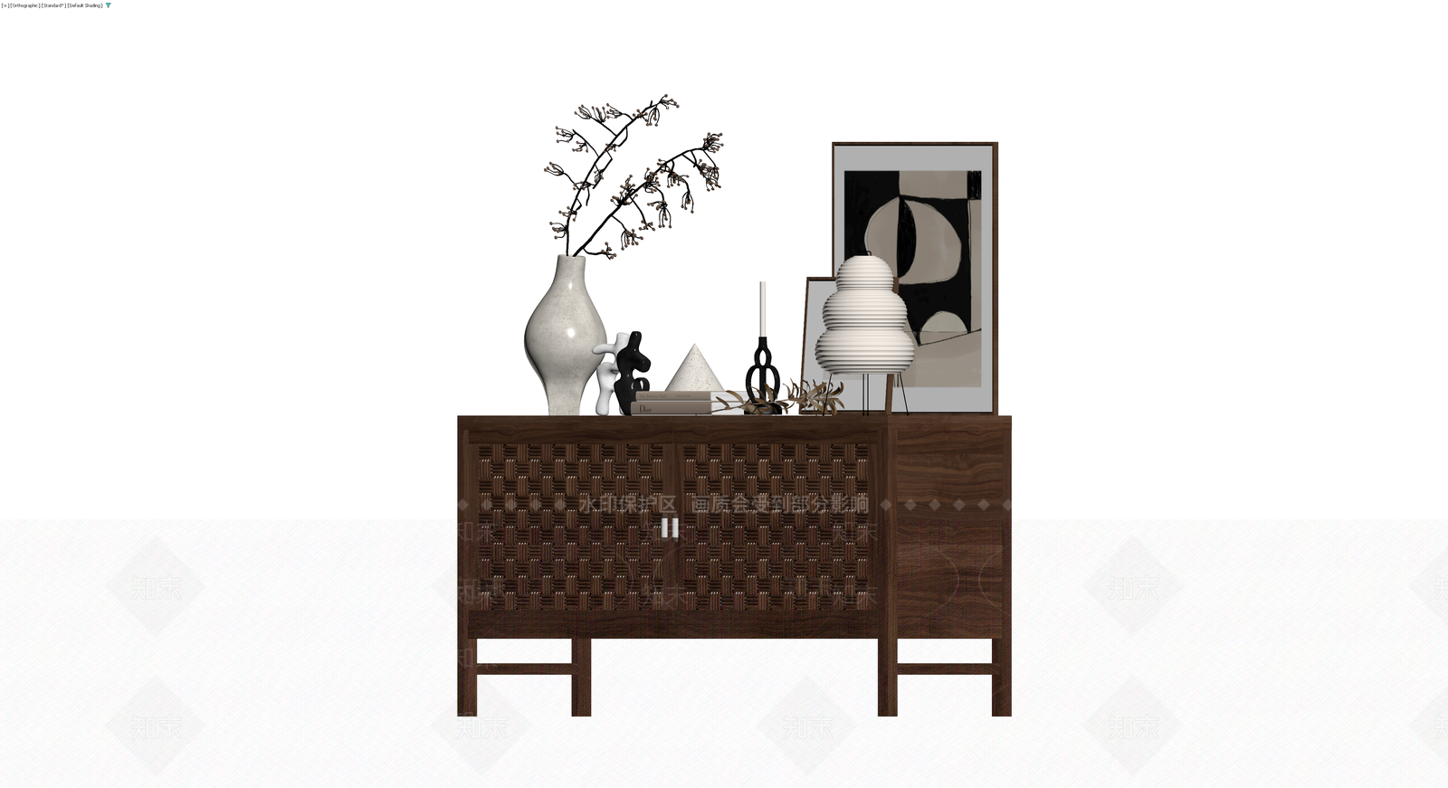 藤编木质餐边柜组合3D模型下载【ID:1229920216】