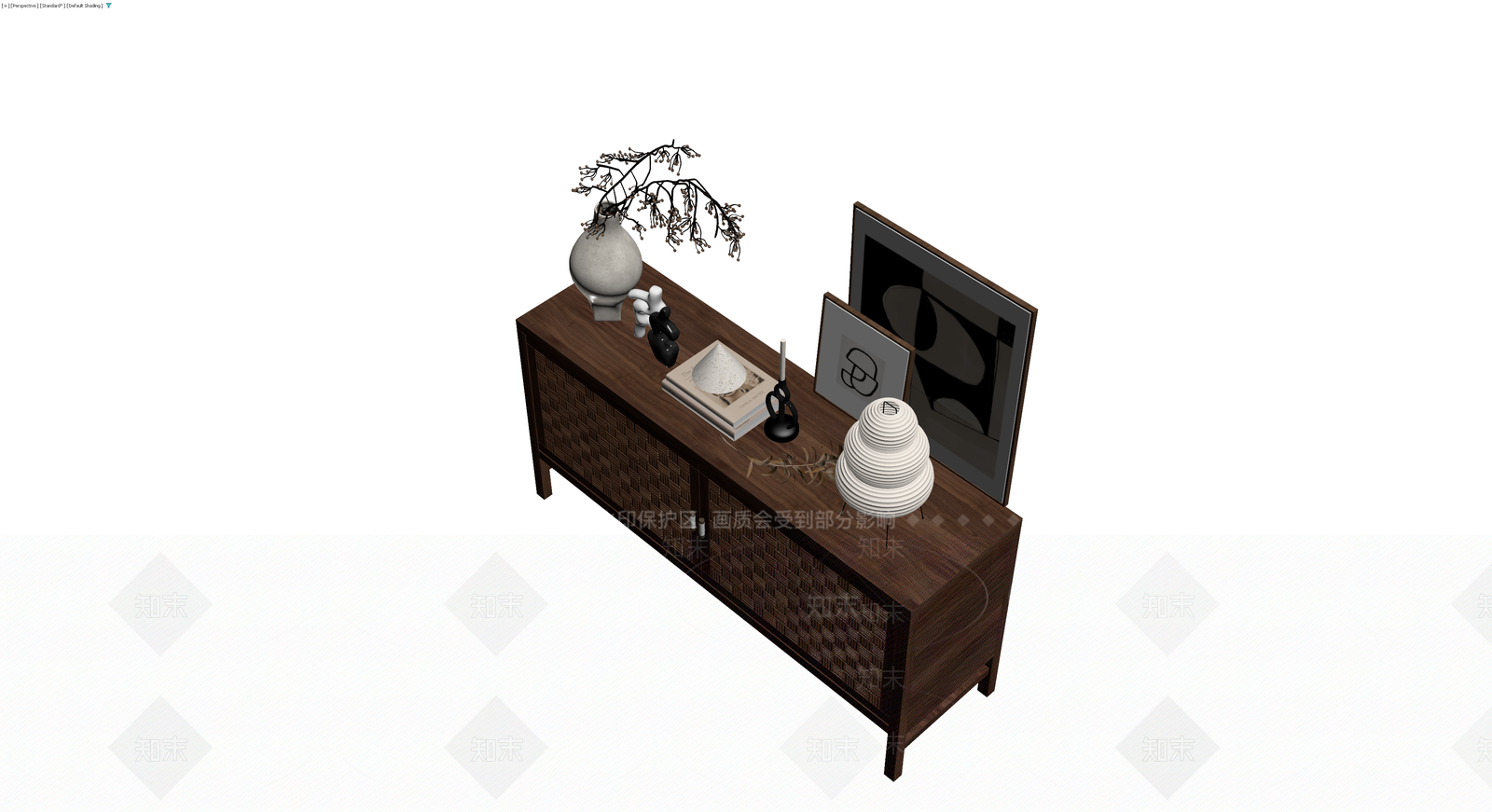藤编木质餐边柜组合3D模型下载【ID:1229920216】
