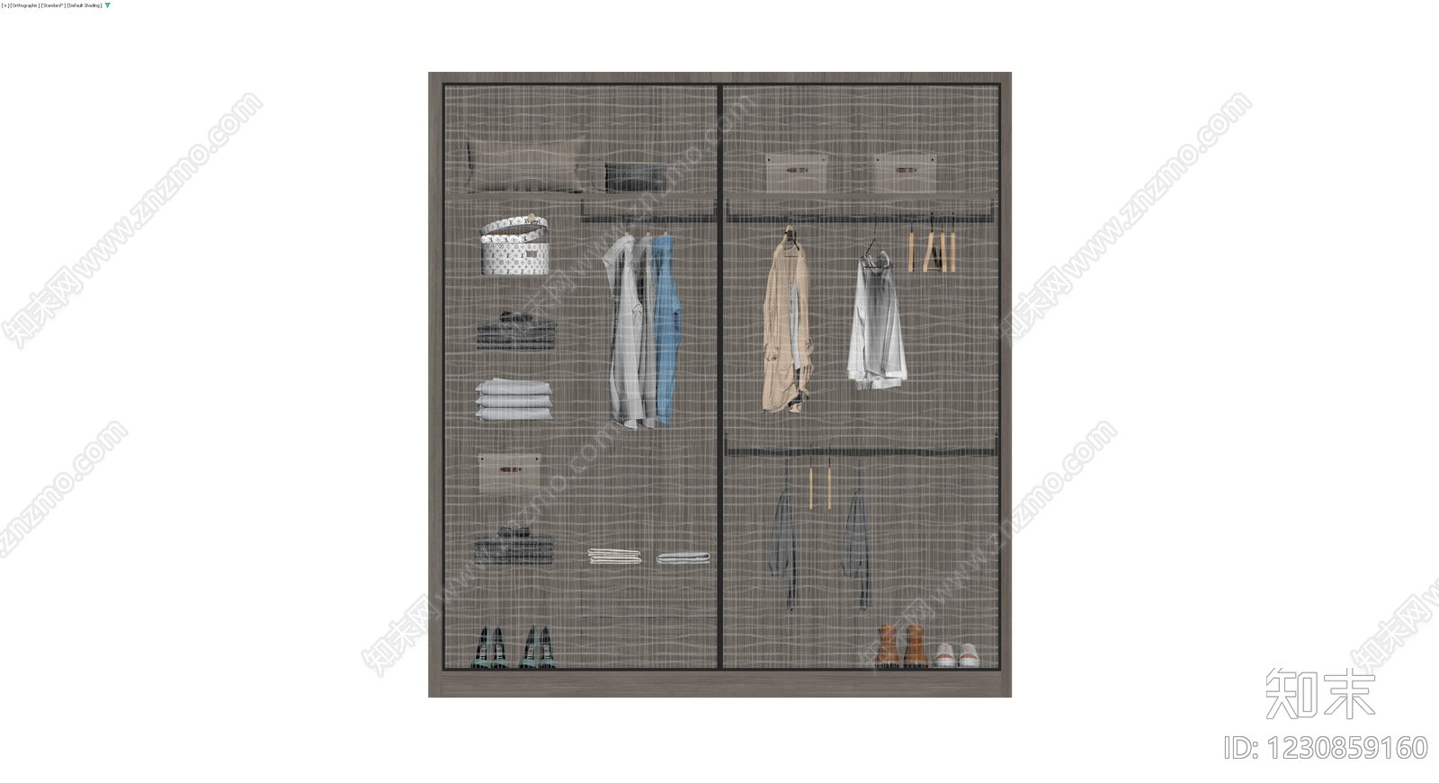 双门玻璃展示衣柜3D模型下载【ID:1230859160】