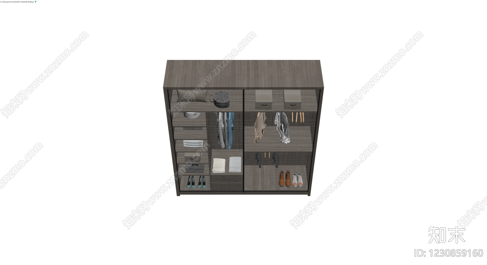 双门玻璃展示衣柜3D模型下载【ID:1230859160】