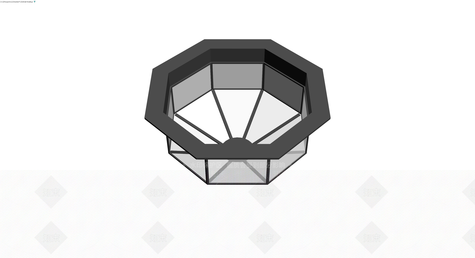 八角形玻璃吸顶灯3D模型下载【ID:1230389366】