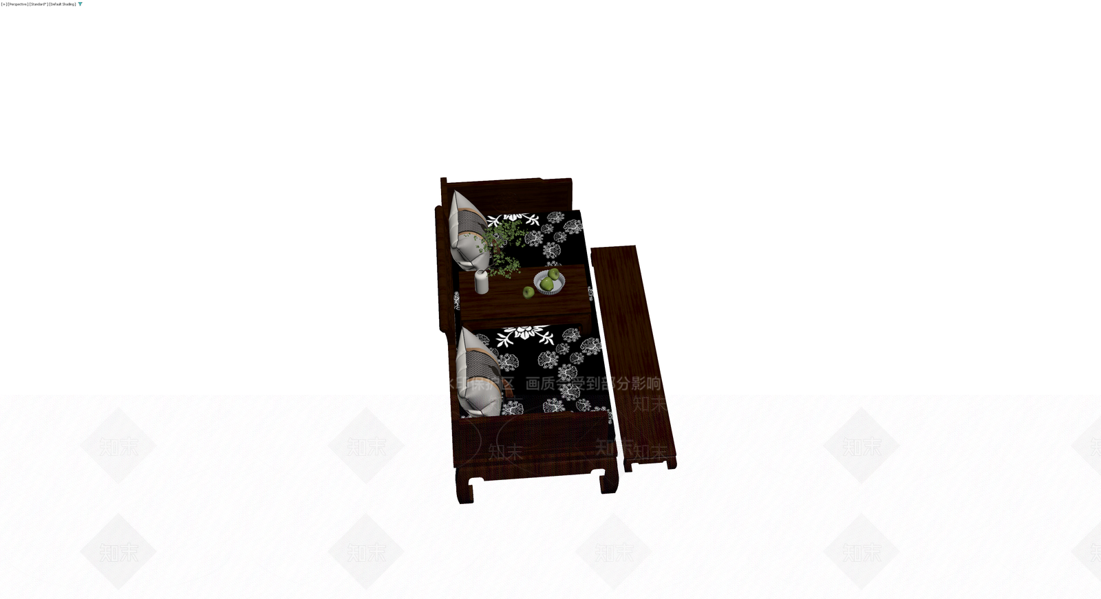 中式罗汉床带茶几组合3D模型下载【ID:1230364421】