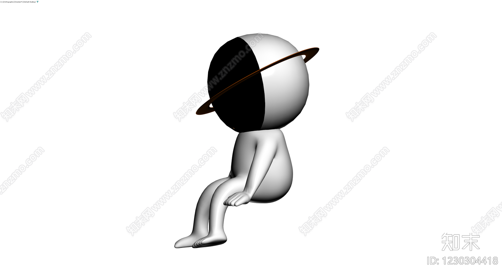 黑白头像带环雕塑3D模型下载【ID:1230304418】
