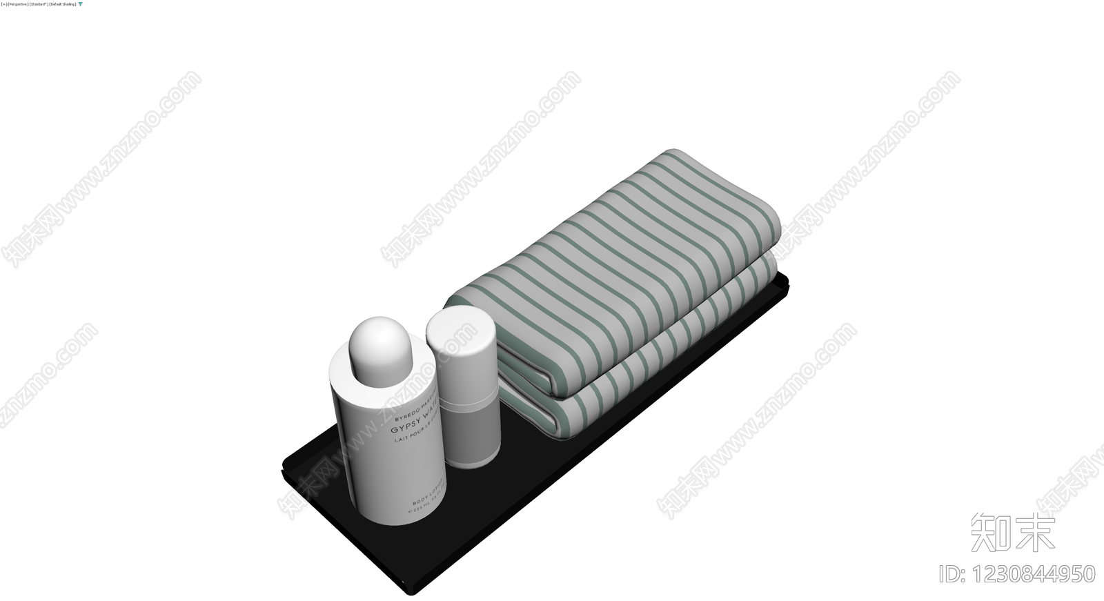 托盘洗浴用品组合3D模型下载【ID:1230844950】
