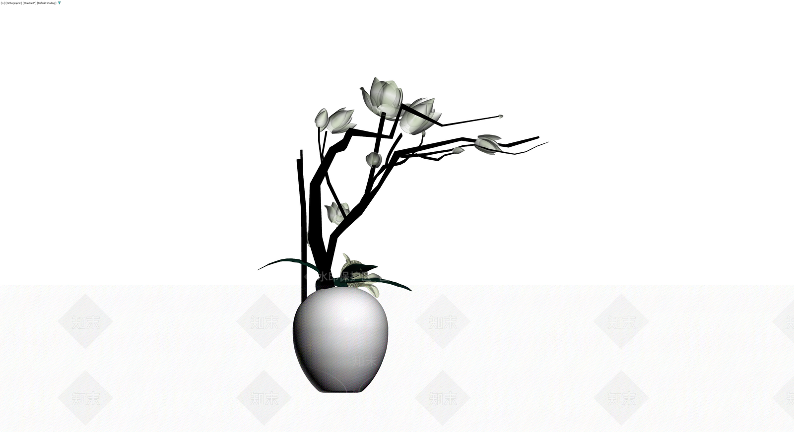 白色花瓶插花盆栽3D模型下载【ID:1230671481】