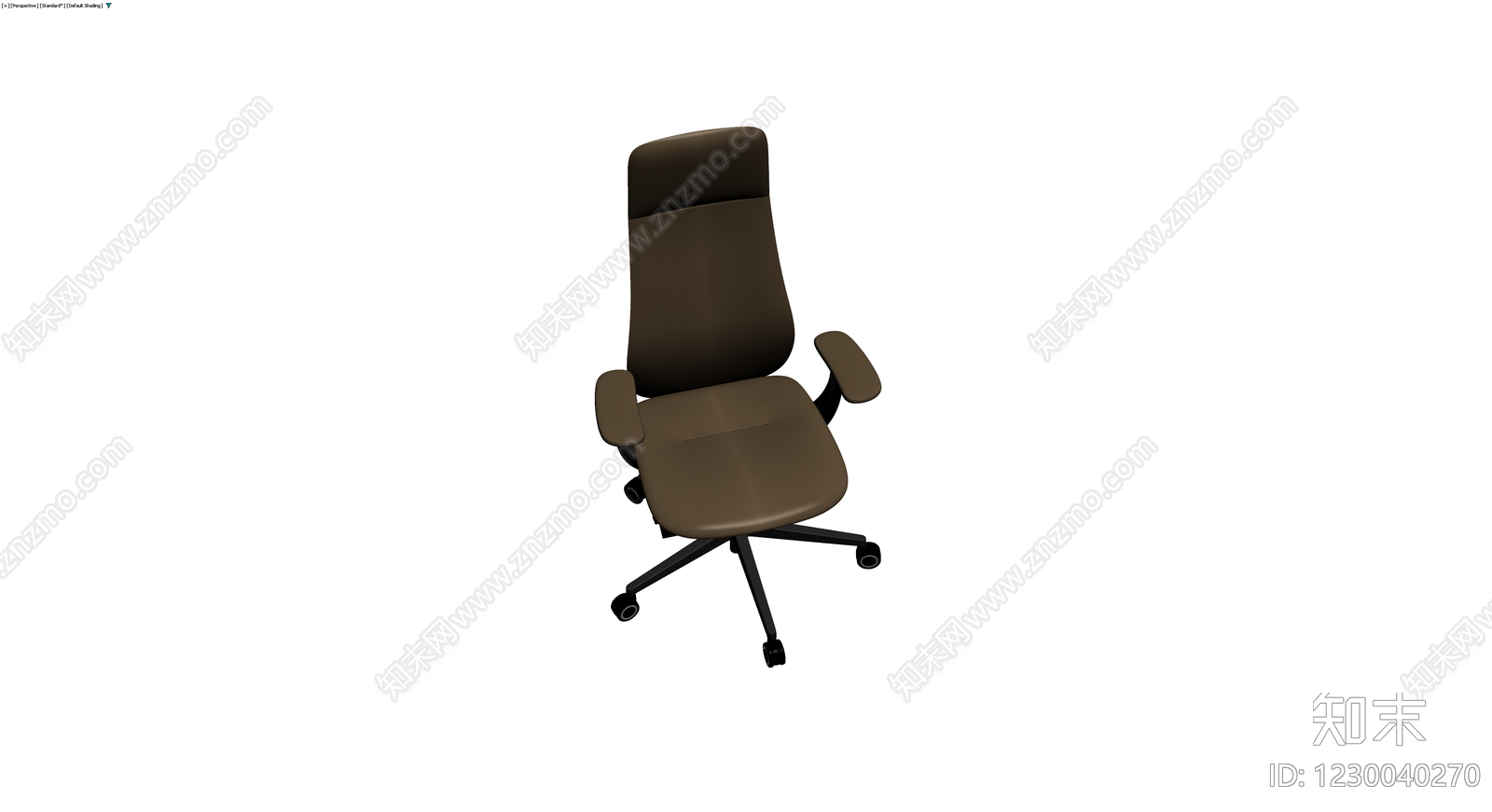 棕色高背办公转椅3D模型下载【ID:1230040270】