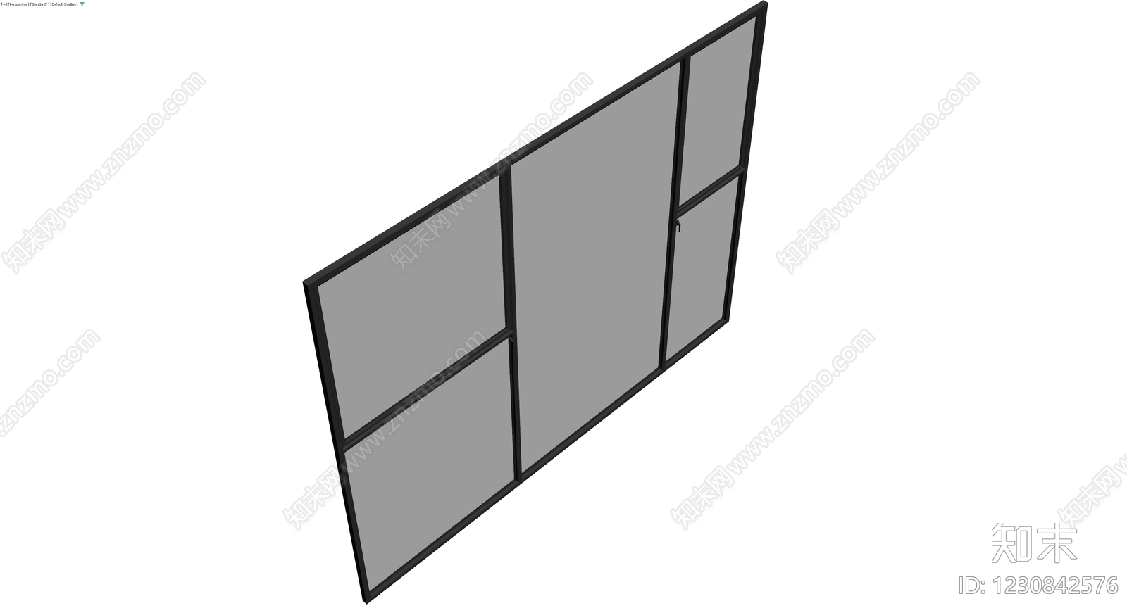 黑框灰面玻璃隔断3D模型下载【ID:1230842576】