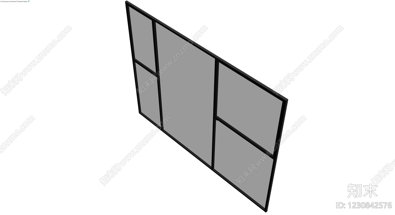 黑框灰面玻璃隔断3D模型下载【ID:1230842576】