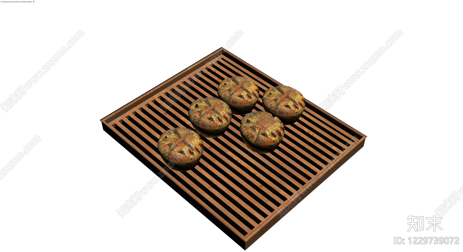 木质格栅托盘配面包3D模型下载【ID:1229739072】