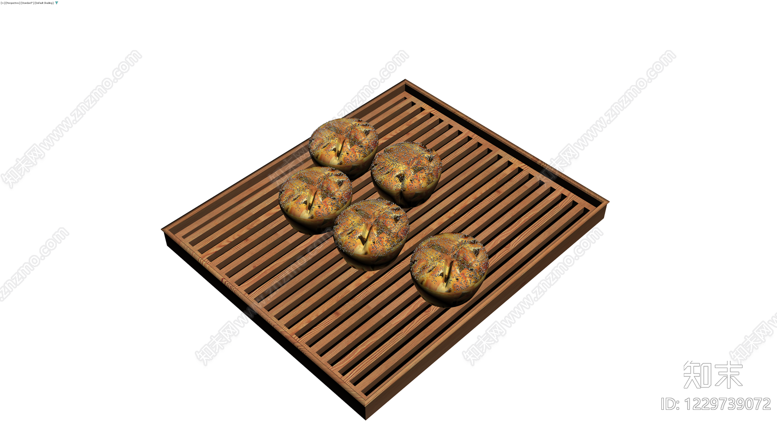 木质格栅托盘配面包3D模型下载【ID:1229739072】