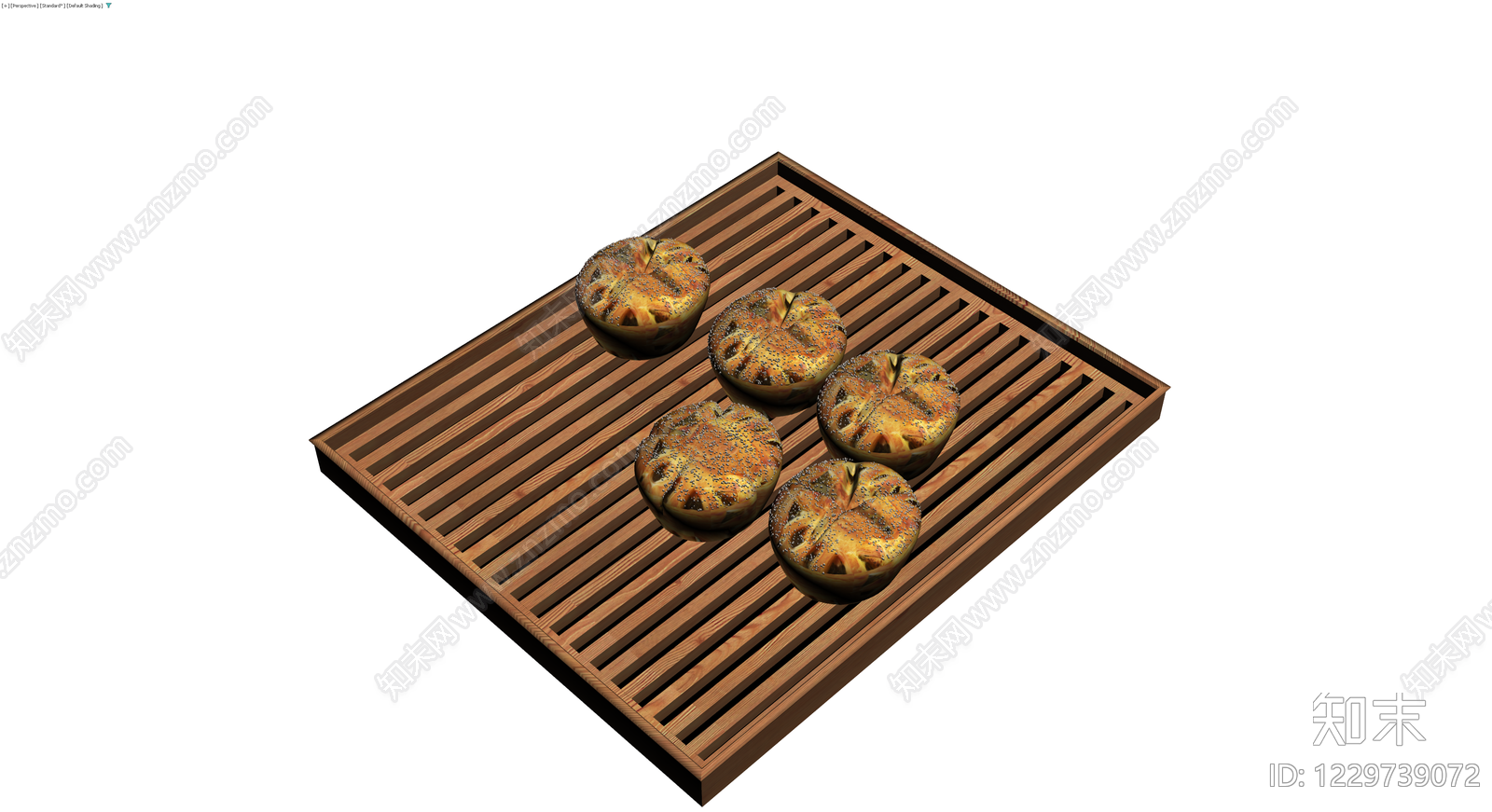 木质格栅托盘配面包3D模型下载【ID:1229739072】