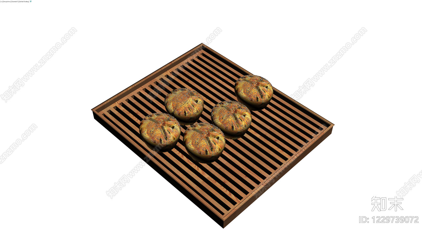 木质格栅托盘配面包3D模型下载【ID:1229739072】
