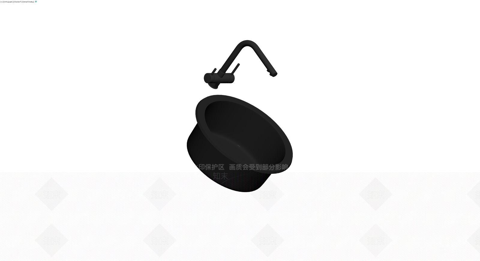 黑色圆形洗手盆及龙头3D模型下载【ID:1230685754】
