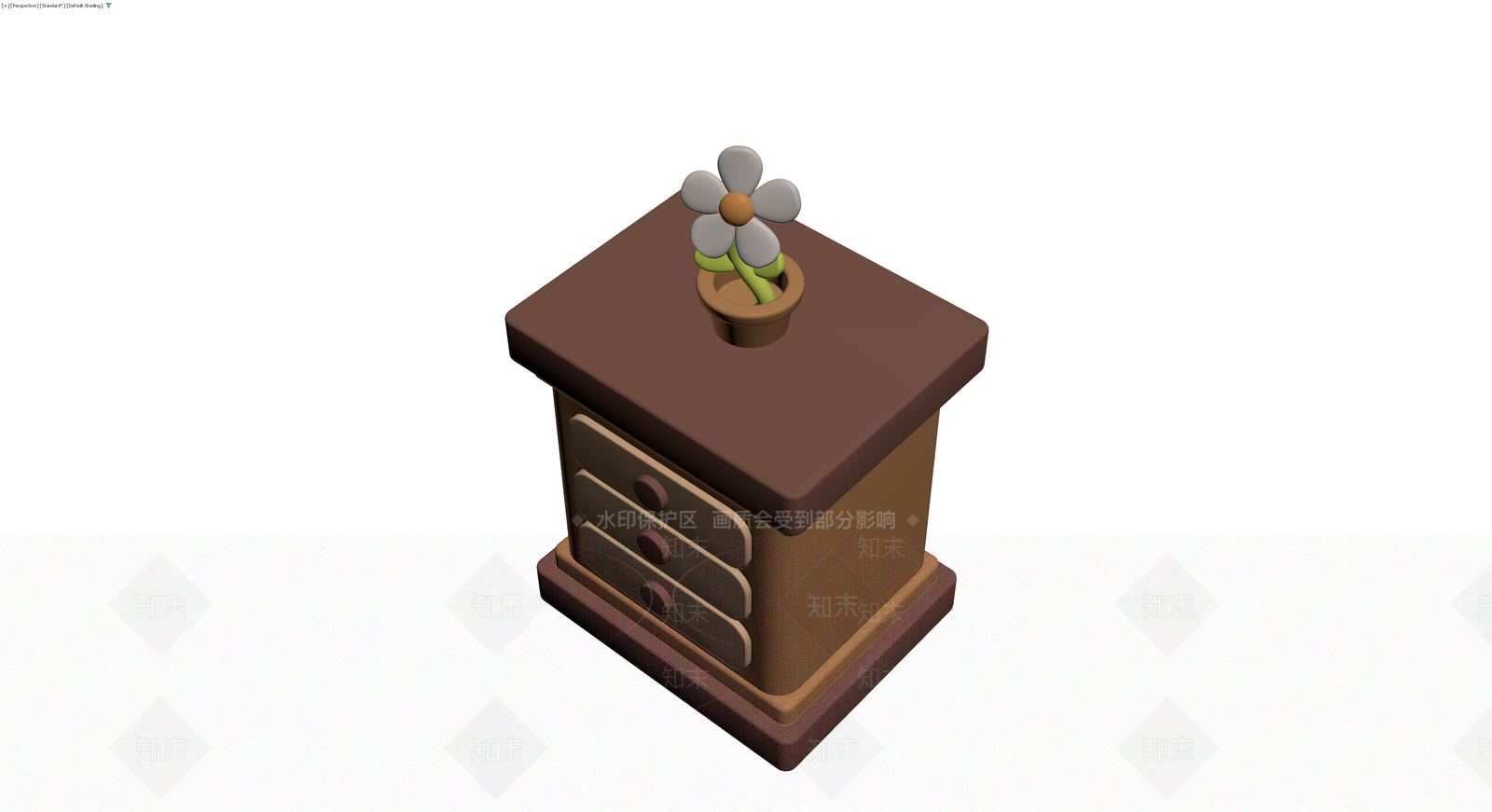 带盆栽床头柜3D模型下载【ID:1230754292】