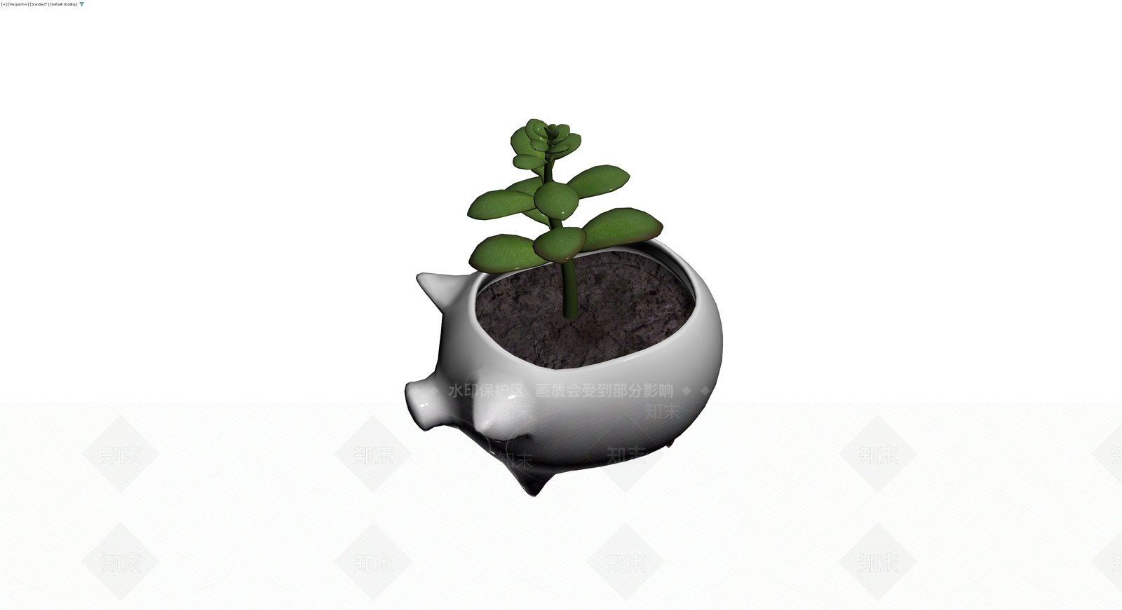 猪形花盆带植物3D模型下载【ID:1230346533】