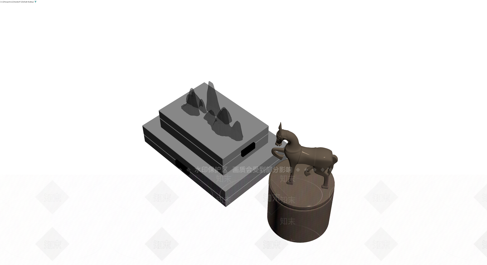 马匹雕塑与底座组合3D模型下载【ID:1230775886】
