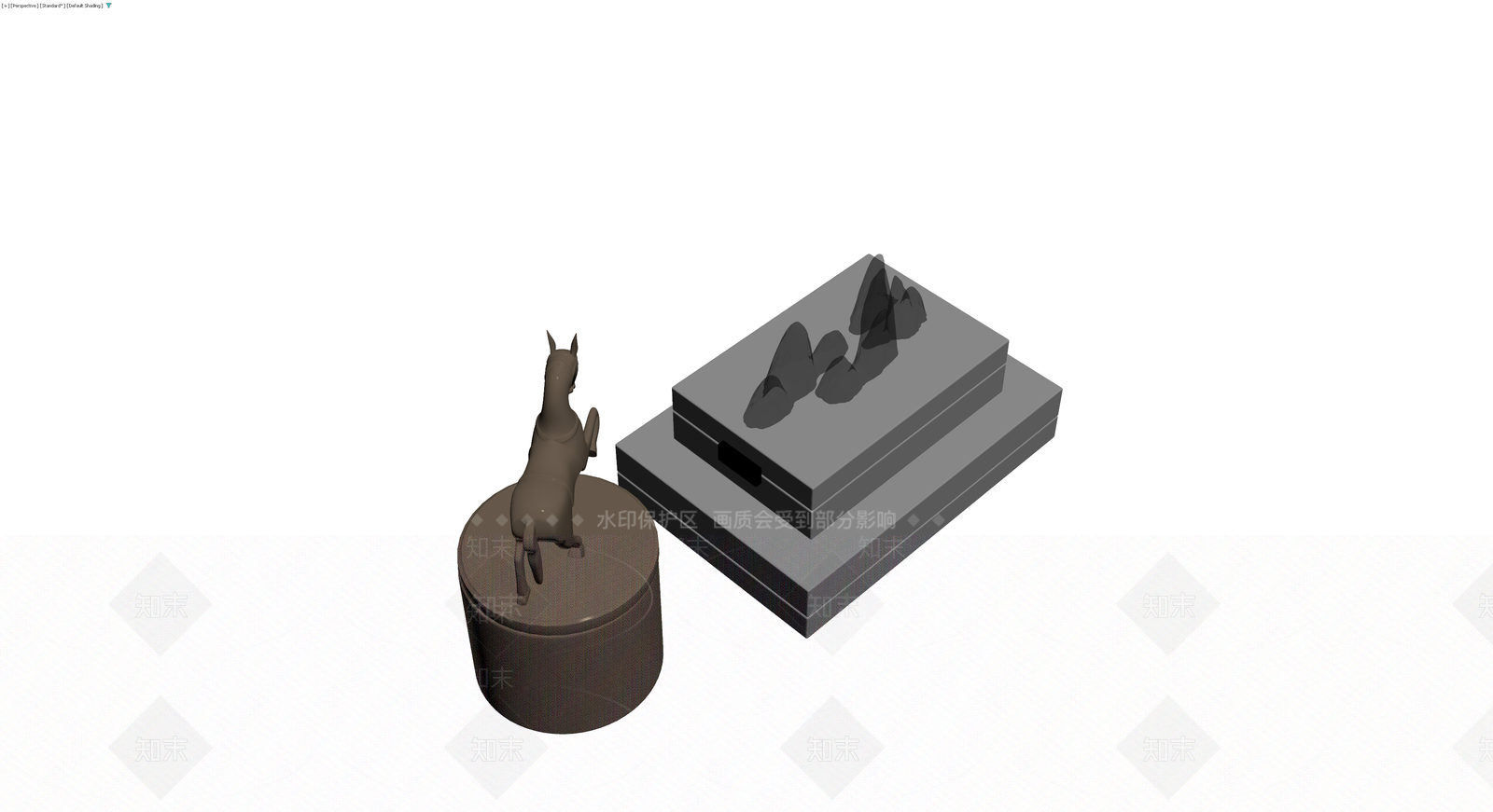马匹雕塑与底座组合3D模型下载【ID:1230775886】