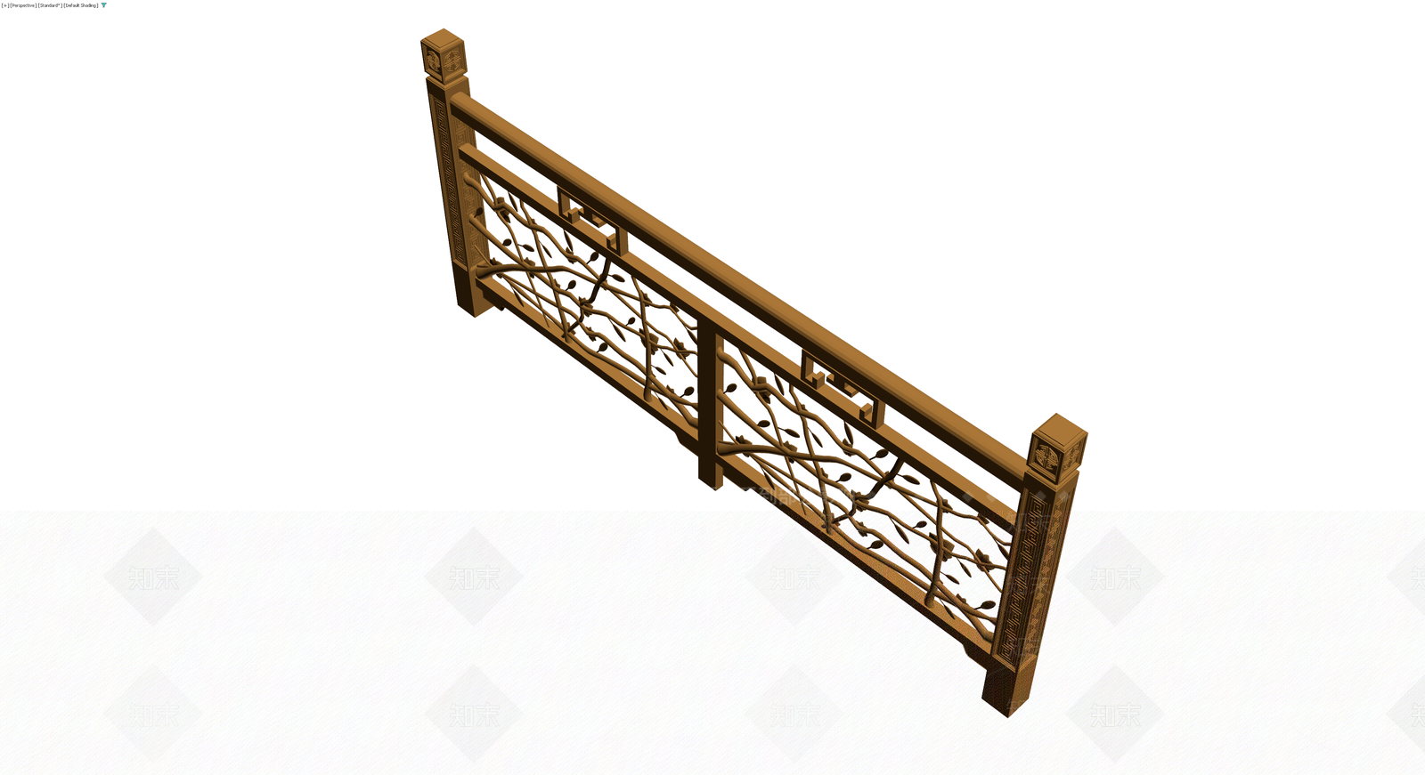 中式梅花镂空栏杆3D模型下载【ID:1230600696】