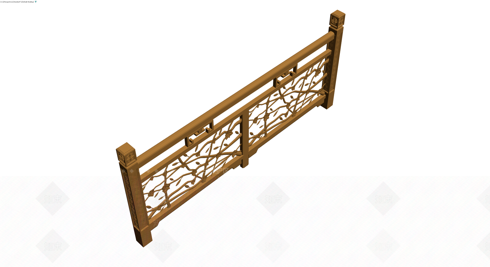 中式梅花镂空栏杆3D模型下载【ID:1230600696】