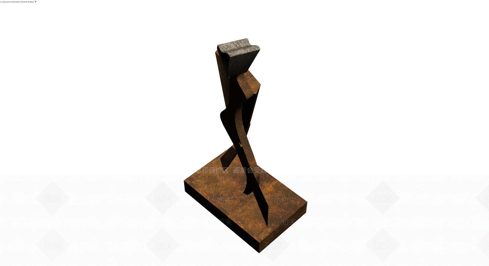 锈蚀金属抽象雕塑3D模型下载【ID:1229889160】