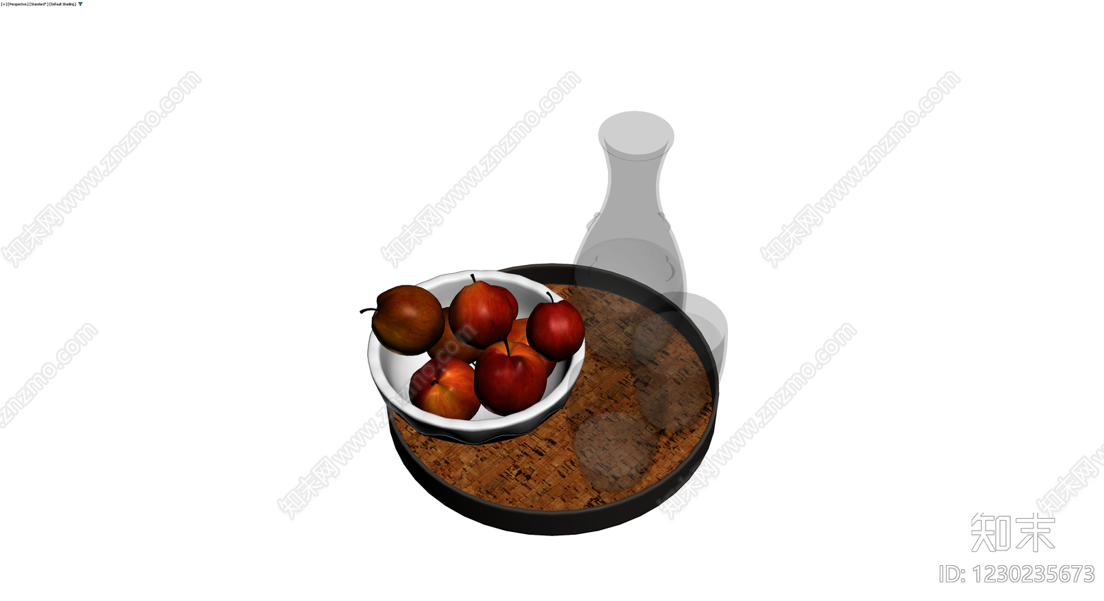 果盘与玻璃器皿组合3D模型下载【ID:1230235673】
