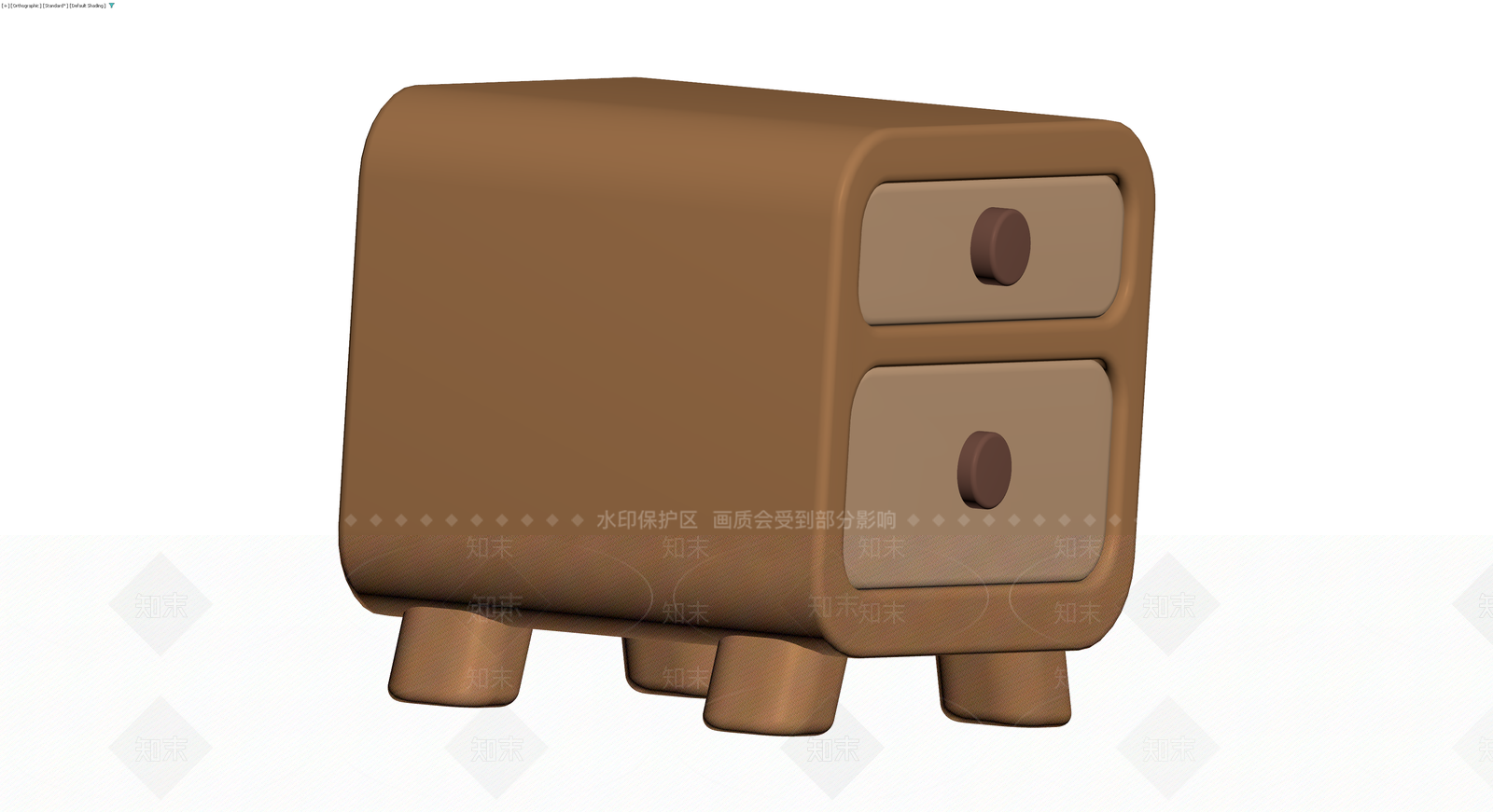 双抽屉床头柜3D模型下载【ID:1230754199】