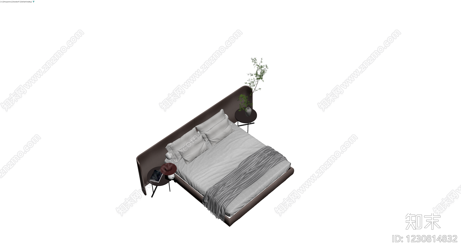 现代软包床及床头柜组合3D模型下载【ID:1230814832】
